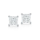 18K White Gold 1.00CT Princess cut Diamond Earrings