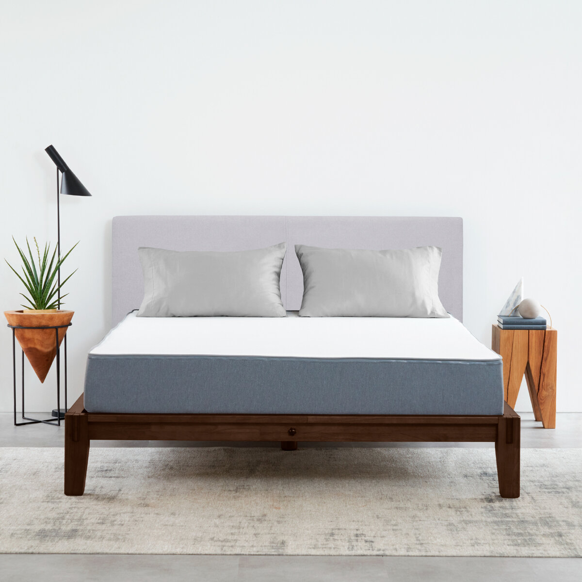 グーグーベッドフレームセット シングル（カラー：エスプレッソ　 ヘッドボード：ライトグレー）