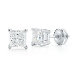 18K White Gold 1.00CT Princess cut Diamond Earrings