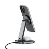 Satechi 2-in-1 フォアダブル QI2 ワイヤレスチャージングスタンド グレー