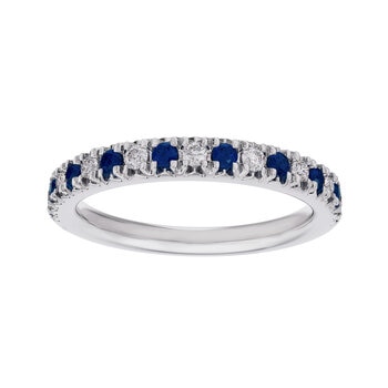 18K ホワイトゴールド 0.15カラット ダイヤモンド & ブルーサファイヤ リング
