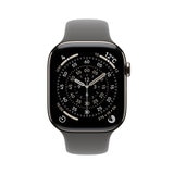 Apple Watch S11 Cellular 46mmナチュラルチタニウムケースとストーングレイスポーツバンド - S/M