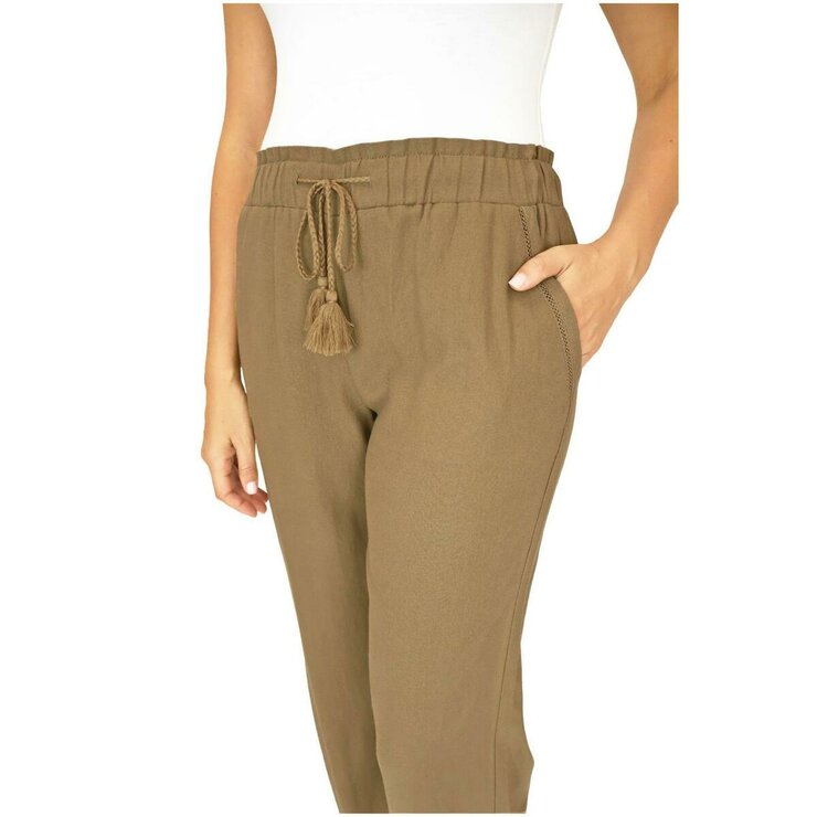 ブリッジ レディース リネン パンツ タイガーズ アイ S