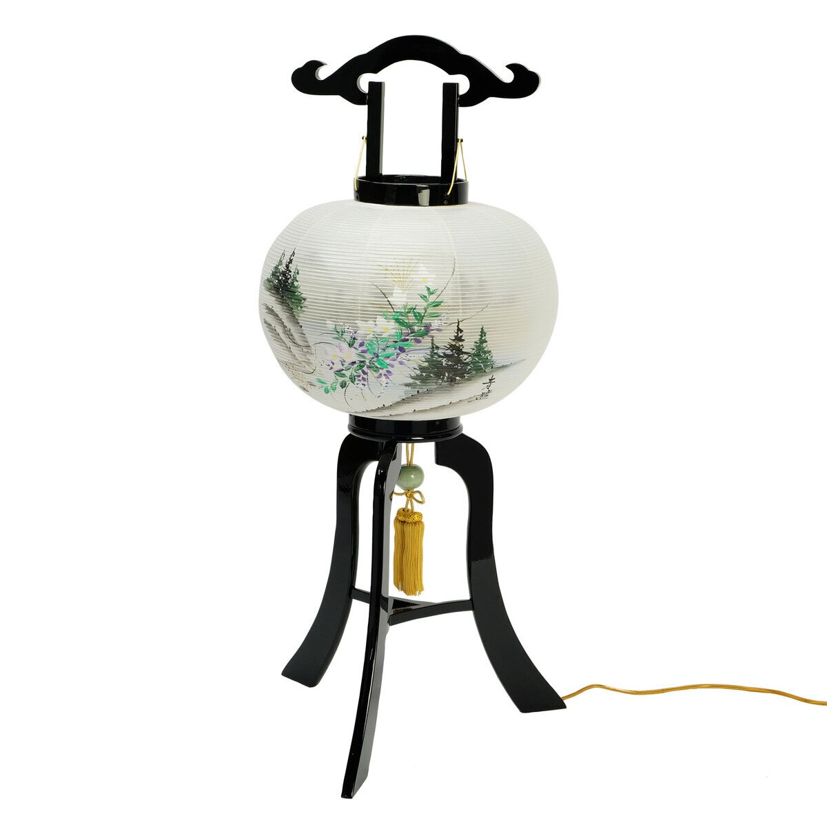 盆提灯 行灯 黒樹大11号絹二重絵入
