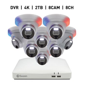Swann 8CH 4K DVRシステム 2TB Enforcer ドーム型 カメラ8台