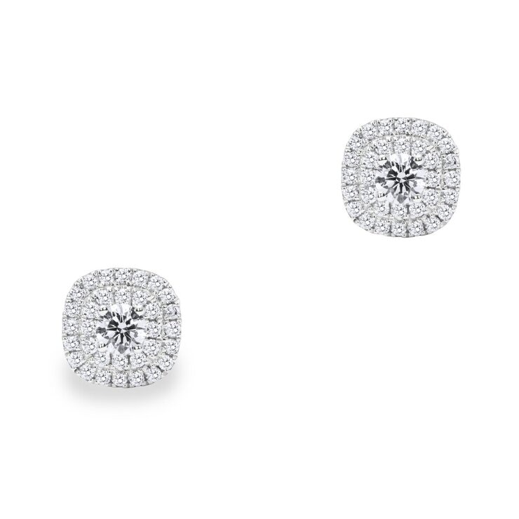 18Kホワイトゴールド 1.0カラット タブルヘイロー ピアス 18Kホワイトゴールド 1.0カラット タブルヘイロー ピアス