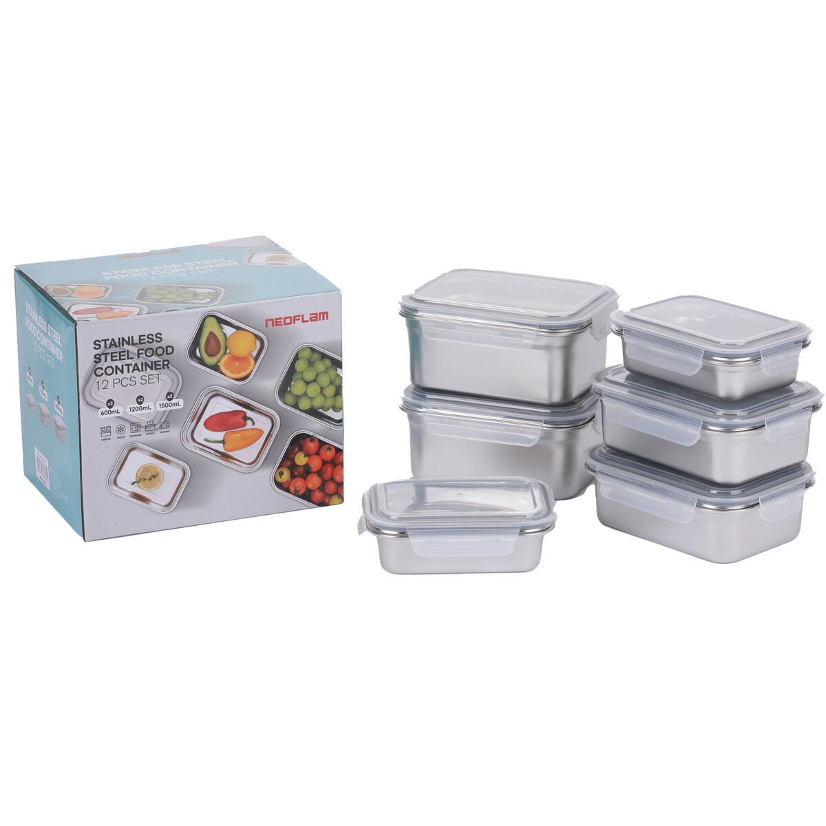 ネオフラム ステンレス保存容器 6個セット