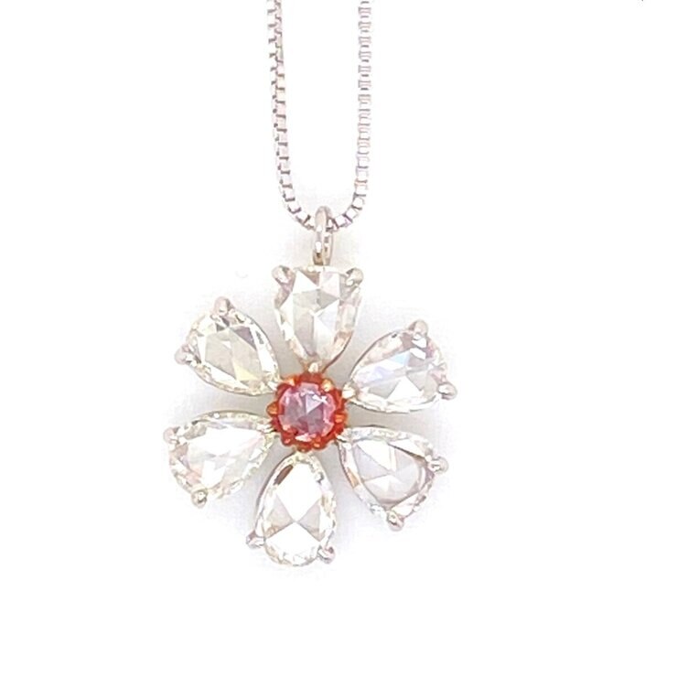 18K ホワイトゴールド ローズカットダイヤモンド 0.85カラット ペンダント 18K ホワイトゴールド ローズカットダイヤモンド 0.85カラット ペンダント