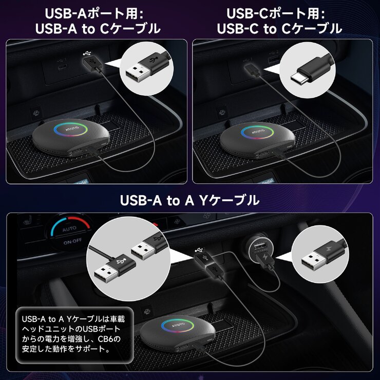 ATOTO AI Box 4G+64GB CarPlay/Android Autoアダプター CB6A-J-BK