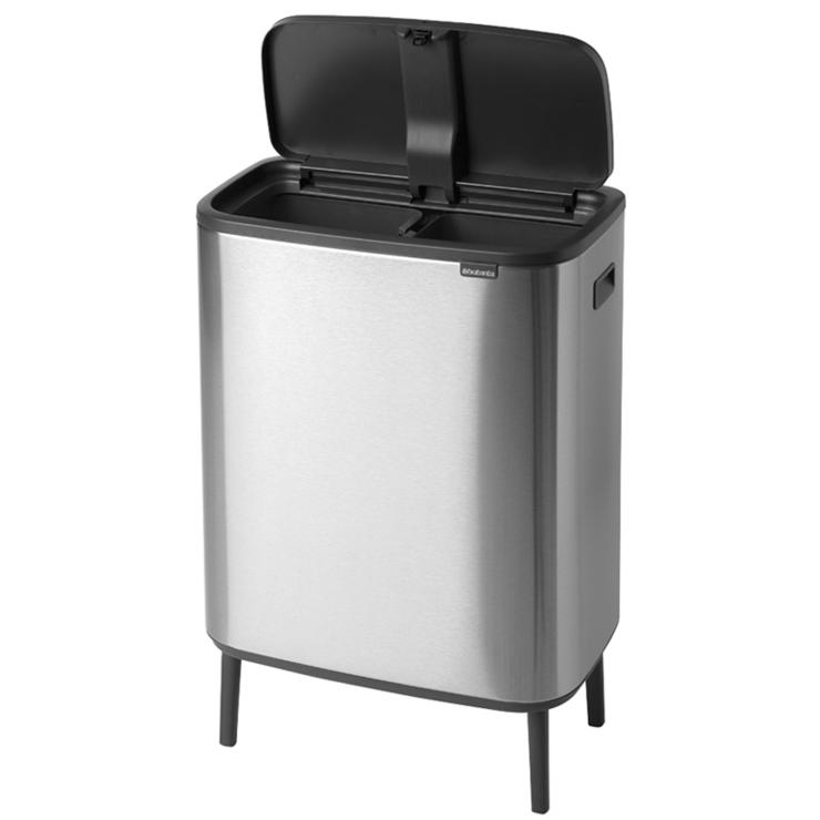 ブラバンシア BoタッチビンHi 2x30L タッチ式ごみ箱 2分別(脚つき) FPPマット 130649