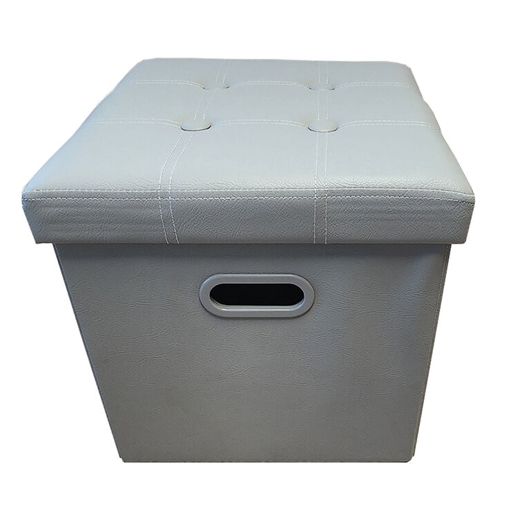 スペースメイド フェイクレザーストレージボックス 2個セット クールグレー