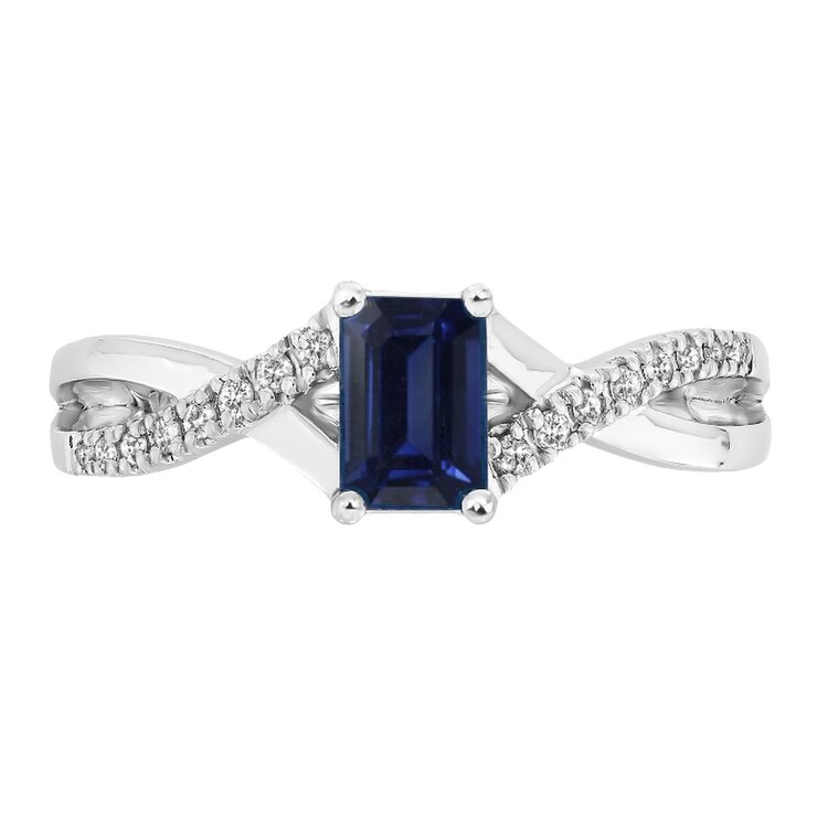 18K ホワイトゴールド 0.1カラット ダイヤモンド&サファイヤ リング 18K ホワイトゴールド 0.1カラット ダイヤモンド&サファイヤ リング