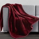 フランネル 大判ひざ掛け 152cm x 177cm ワイン