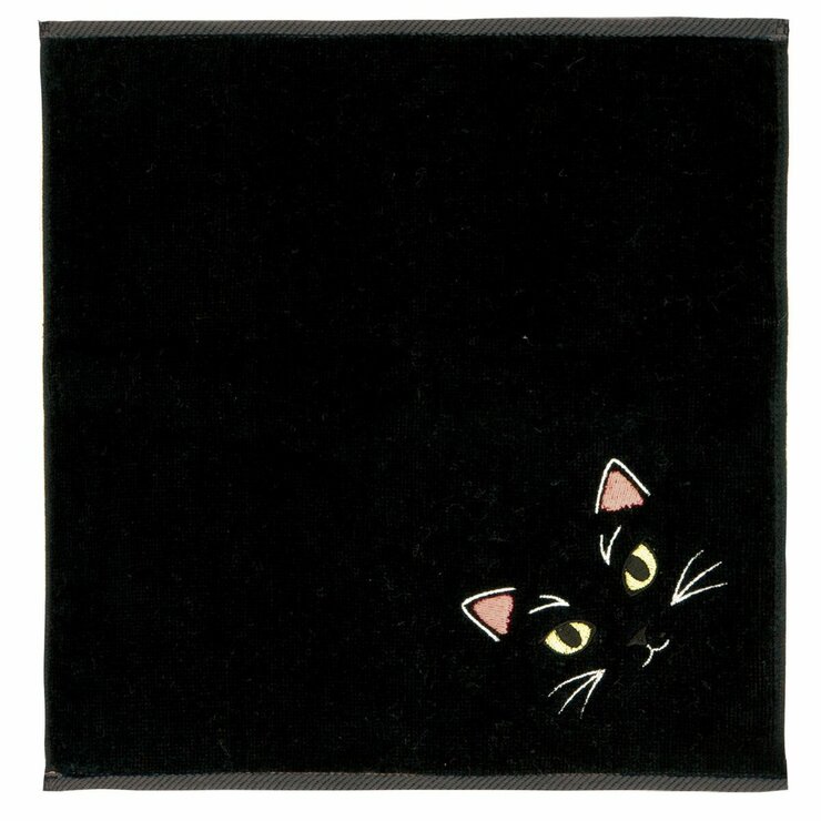 Uchinoko うちのニャンコ毛並ハンカチ 25cm x 25cm 4枚組 ぶち/黒猫