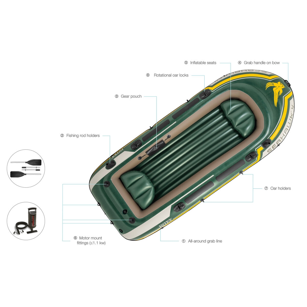 インテックス シーホーク 4 インフレータブル 4人用 ボート セット