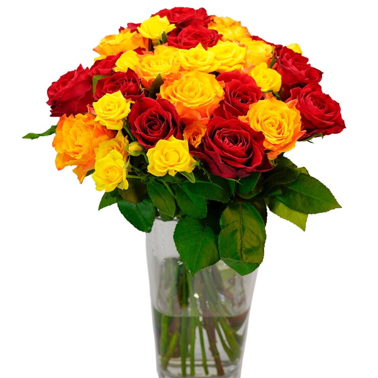グラデーション ローズ ブーケ 24本束 レッド＆オレンジ