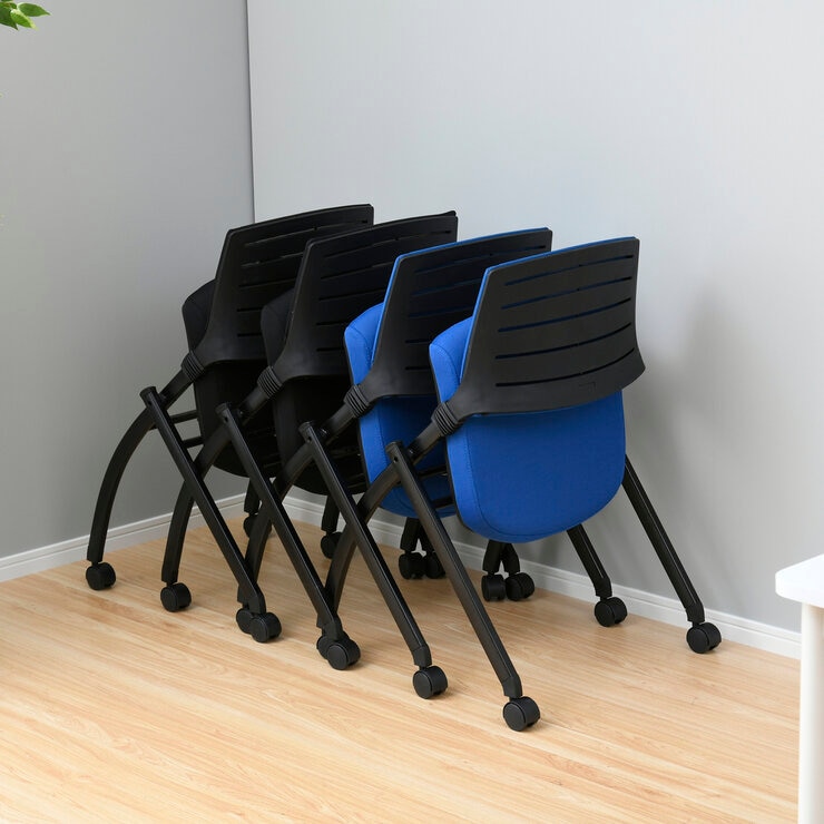 YAMAZEN キャスター付きミーティングチェア メモ台付き