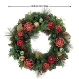 クリスマスデコレーションリース 赤 直径61cm