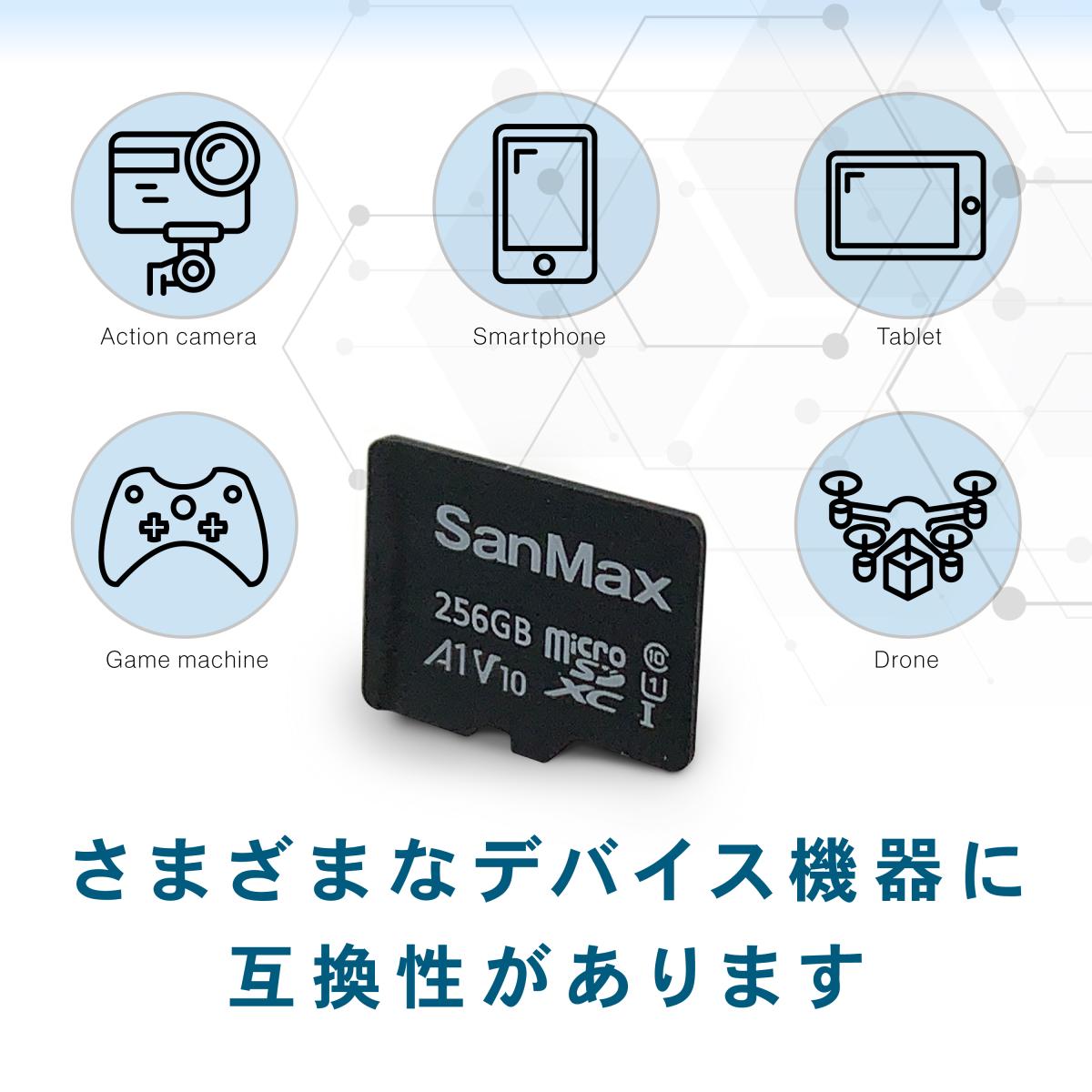SanMax MicroSDXC カード 256GB 3-IN-1