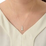 18K ホワイトゴールド あこやパール & ダイヤモンド 0.03カラット ネックレス