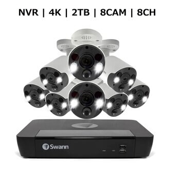 Swann 8CH 4K NVRシステム 2TB 4K 顔認識 バレット カメラ 8台セット