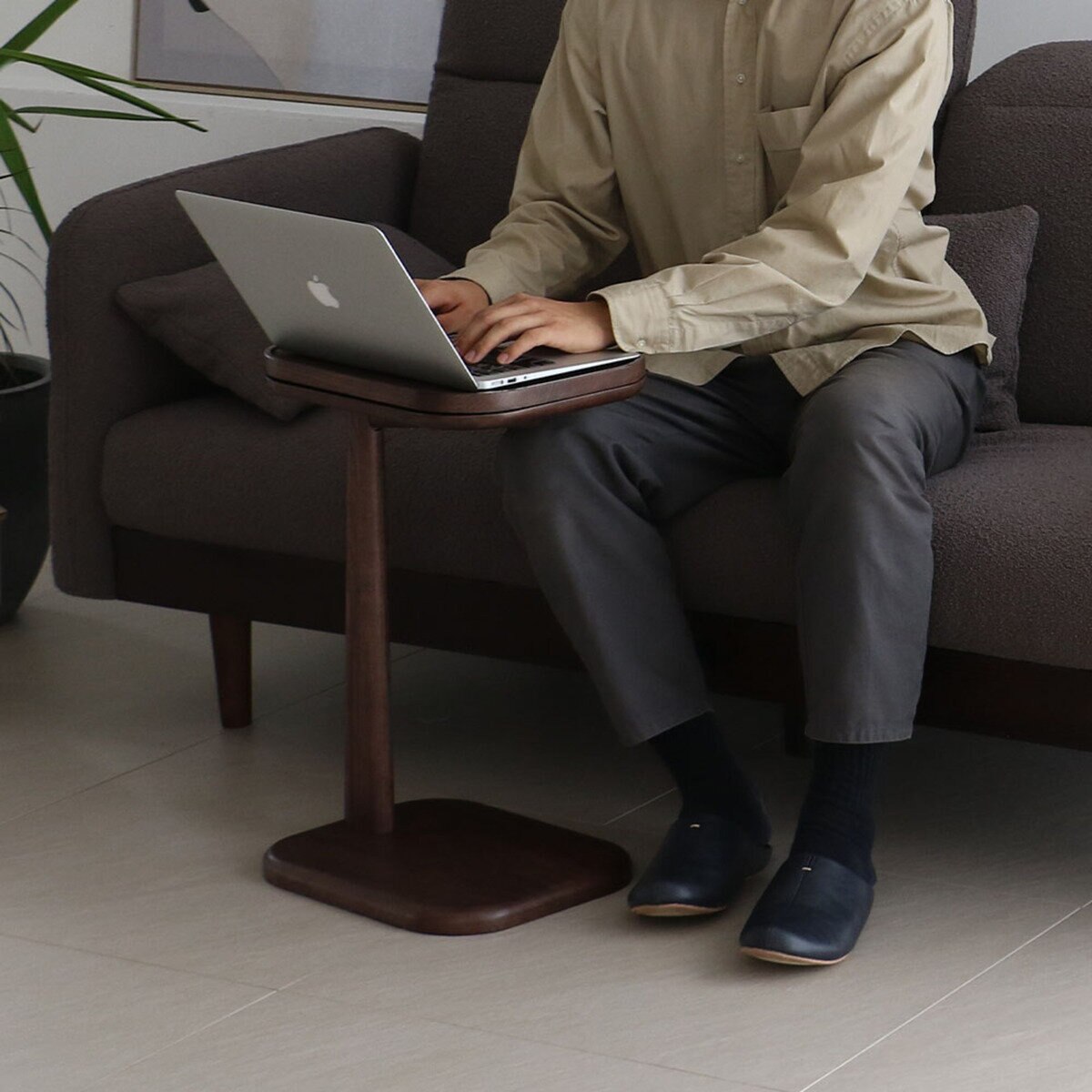 スライドサイドテーブル ブラウン