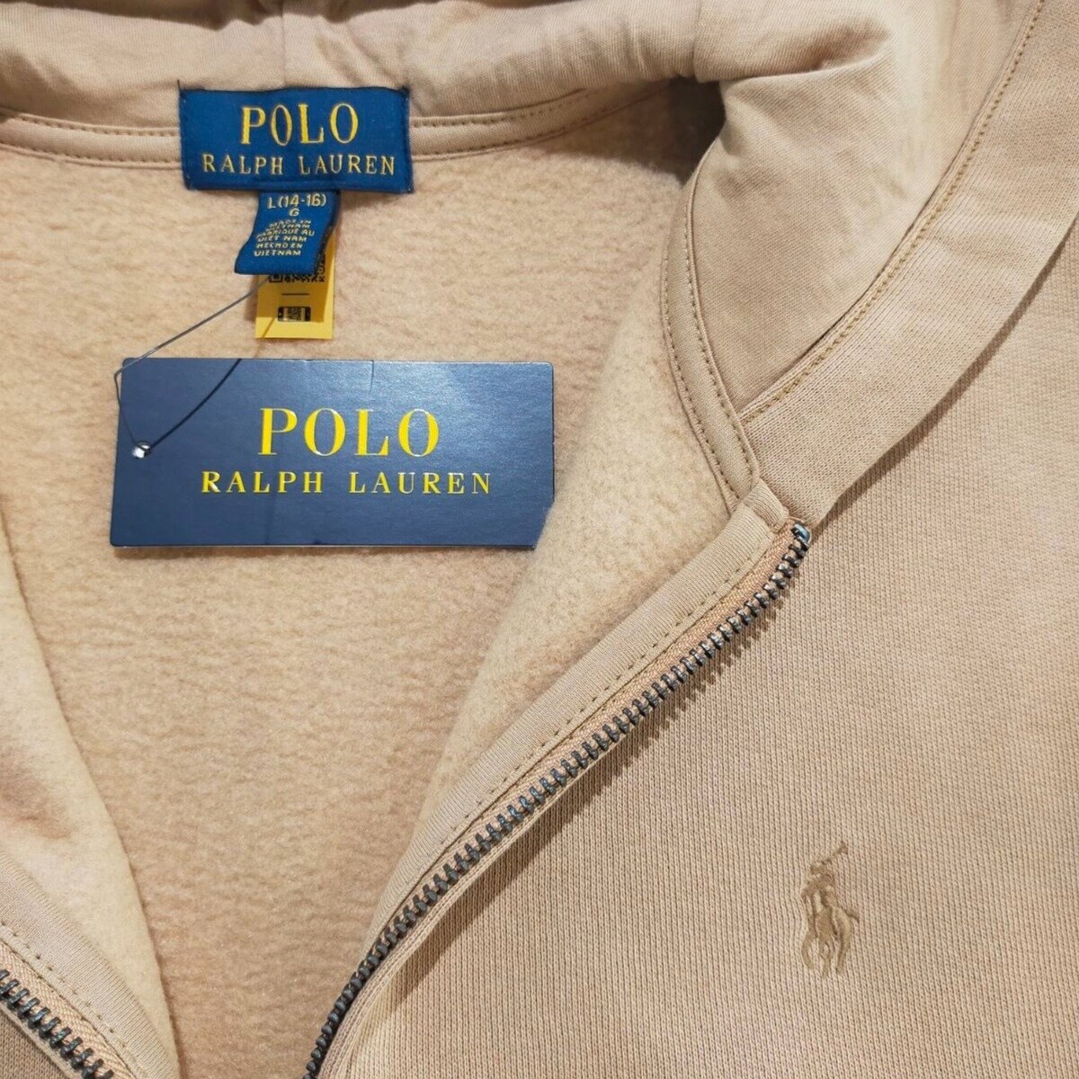 ポロ ラルフローレン キッズ フリース フルジップ パーカー カーキ