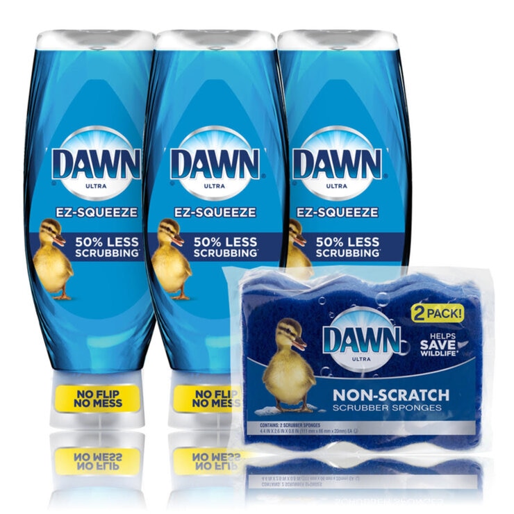 DAWN ウルトラ EZ スクイーズ 食器用洗剤 650ml x 3本 スポンジ1個付き DAWN ウルトラ EZ スクイーズ 食器用洗剤 650ml x 3本 スポンジ1個付き