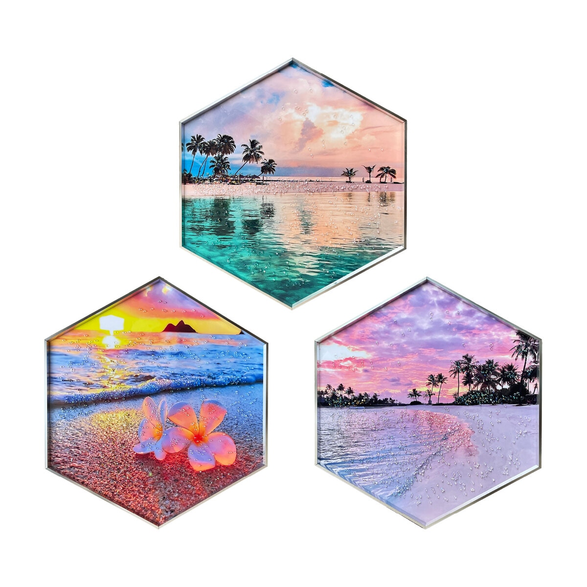 クリスタルアート ピンクビーチ 3枚セット