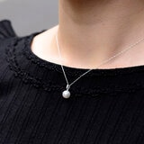 18K ホワイトゴールド あこやパール 7.5mm & ダイヤモンド 0.04カラット ネックレス