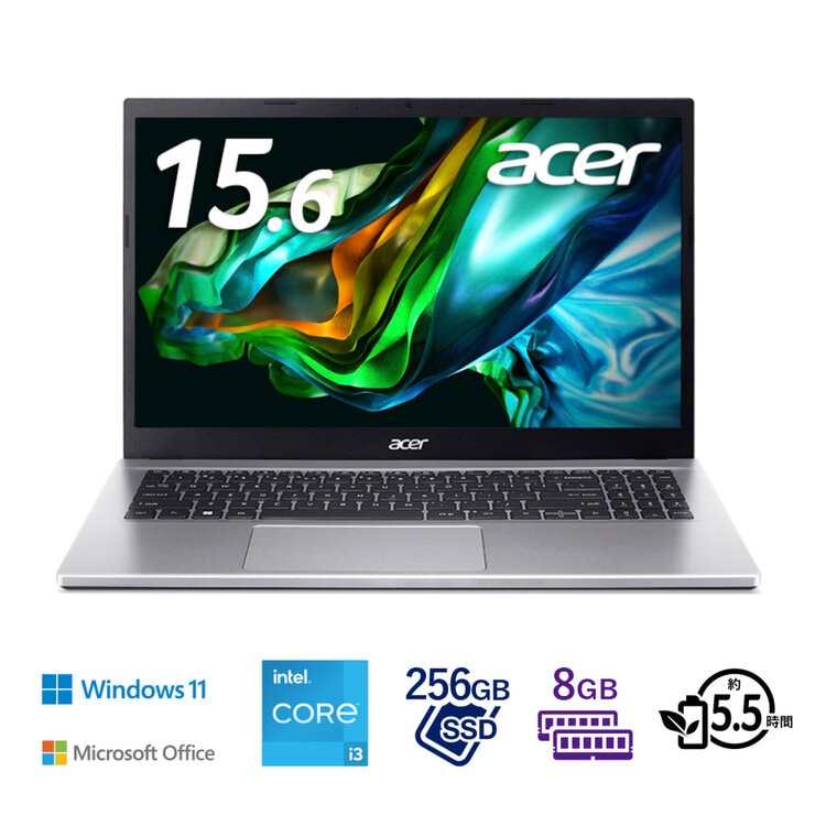 【美品】Acerノートパソコン A315-59-H38U/F ノートパソコン Aspire 3 ピュアシルバー A315-59-H38U/F [15.6型