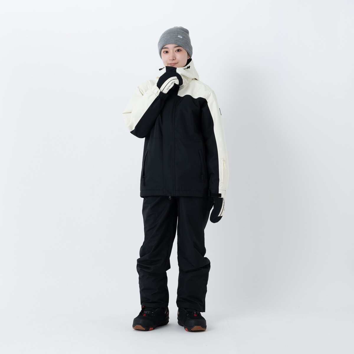 オーシャンパシフィック レディース スノージャケット クリーム / ブラック S