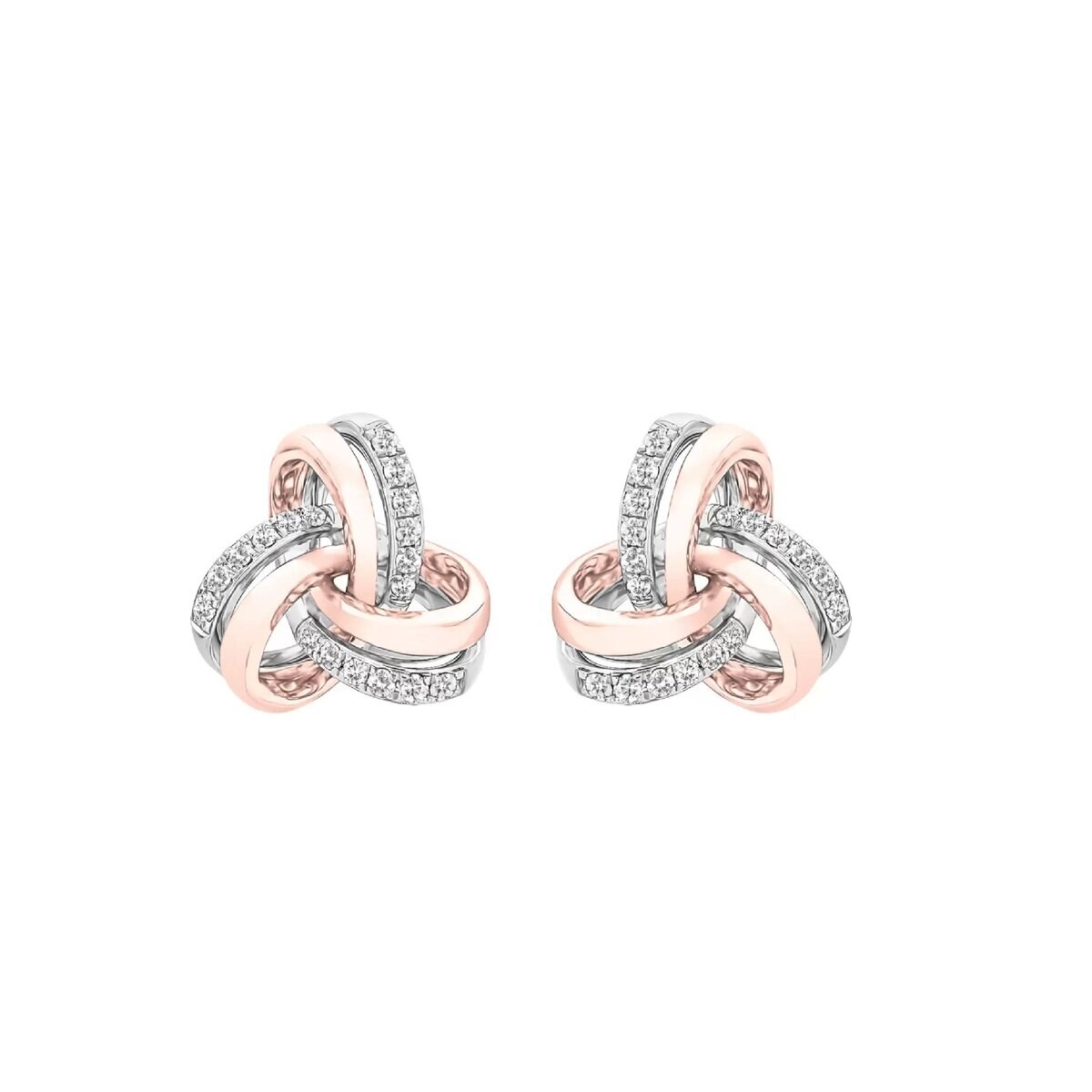 18K ホワイトゴールド&ローズゴールド 0.15カラットダイヤモンド LOVE KNOT ピアス