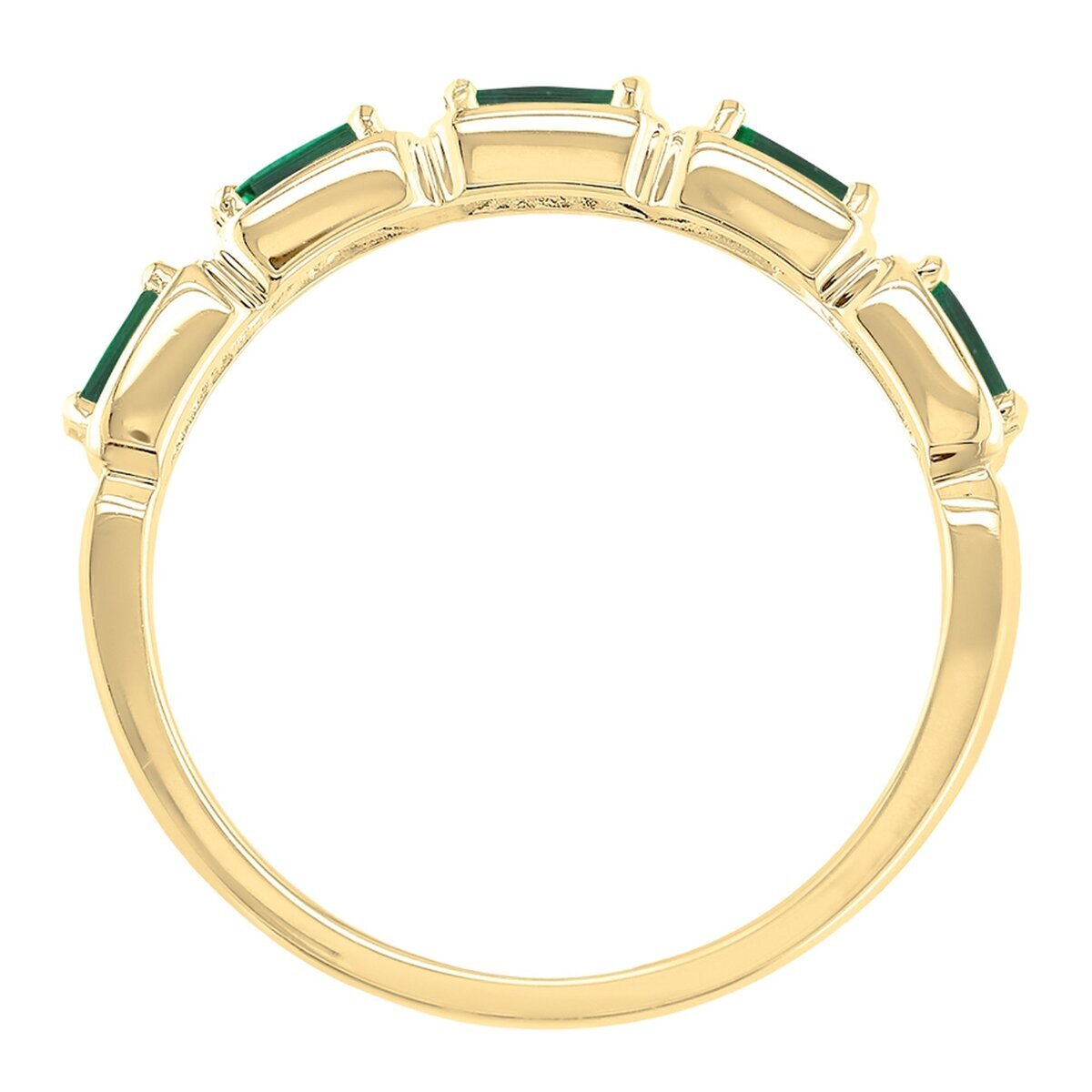 18K Yellow Gold 5PC Lab Emerald Ring