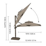 シーズンズセントリー 10フィート (3m) スクエア LED付 カンチレバー式 パラソル