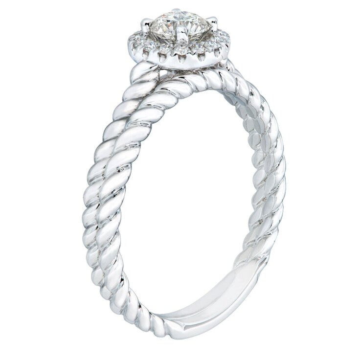 18K ホワイトゴールド 0.36カラット ラウンドカットダイヤモンド リングセット 18K ホワイトゴールド 0.36カラット ラウンドカットダイヤモンド リングセット