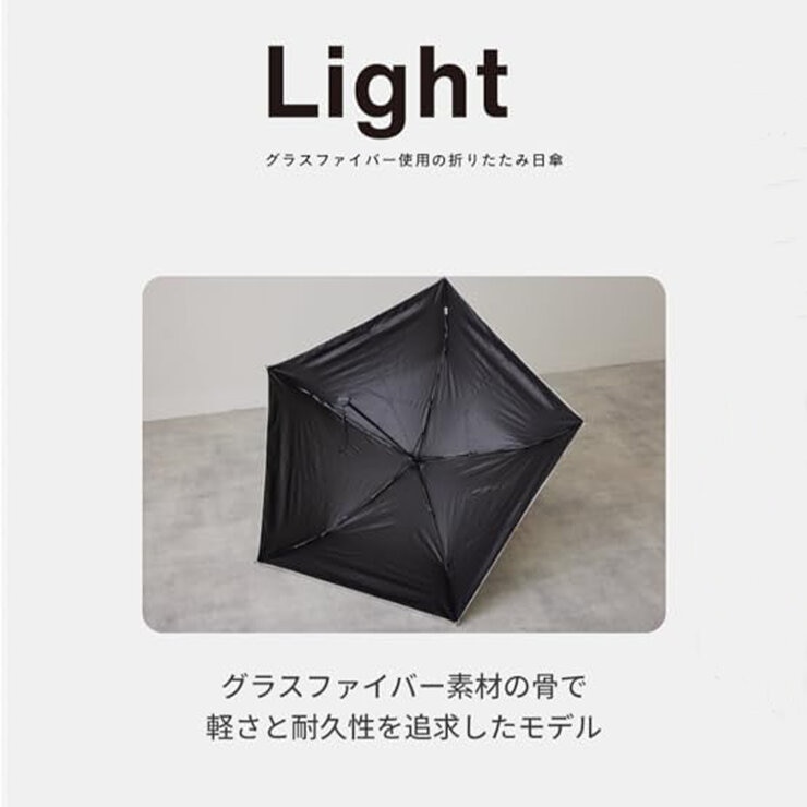 assa 日傘折りたたみ FM 50 LIGHT 軽量 グレー / ゴールドラメリボン FM816