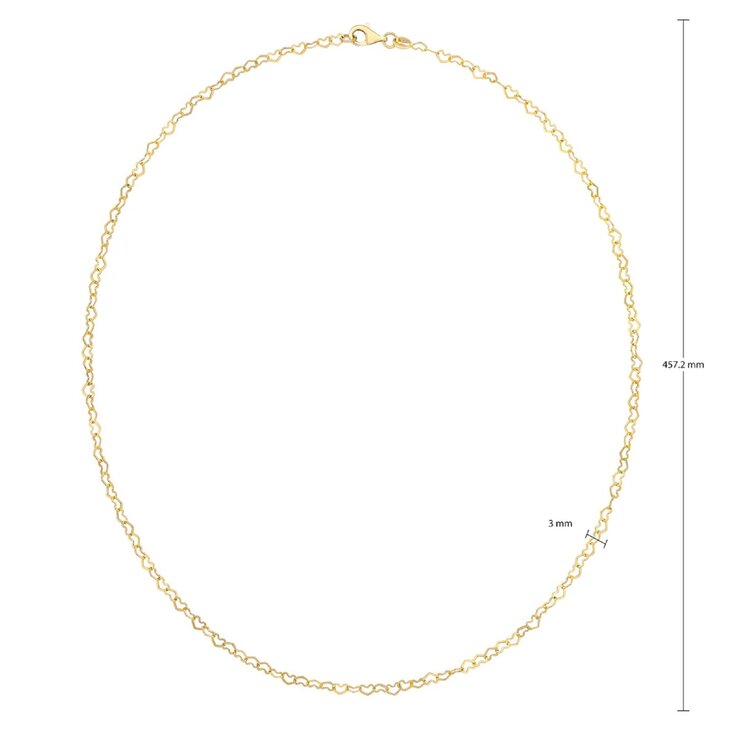 14K Yellow Gold ハート リンク ネックレス