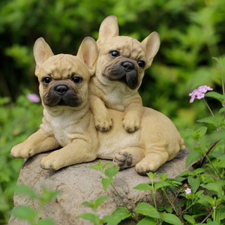 ウービア ２匹のフレンチブルドッグの置物H21156