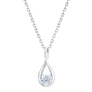 14K ホワイトゴールド 0.30カラット ダイヤモンド ティアドロップ ネックレス
