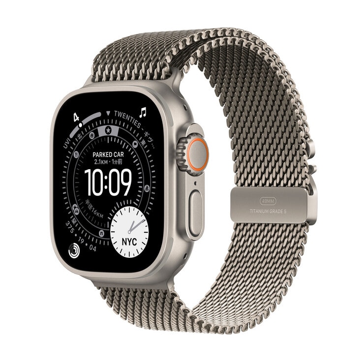 Apple Watch Ultra 3 Cellular 49mmナチュラルチタニウムケースとナチュラルチタニウムミラネーゼループ - M Apple Watch Ultra 3 Cellular 49mmナチュラルチタニウムケースとナチュラルチタニウムミラネーゼループ - M