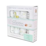 スワドルデザイン おくるみセット4枚組 ドット/ジラフ/スター ＆ ムーン/ストライプ (パステルイエロー)