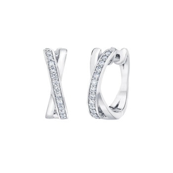 18K ホワイトゴールド 0.25カラット X フープ ピアス