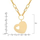14K イエローゴールド ポリッシュ ハート ネックレス