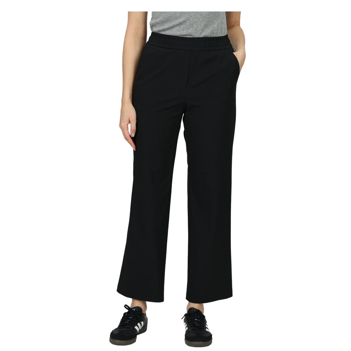 ソレチア レディース ナイロンワイドパンツ ブラック S