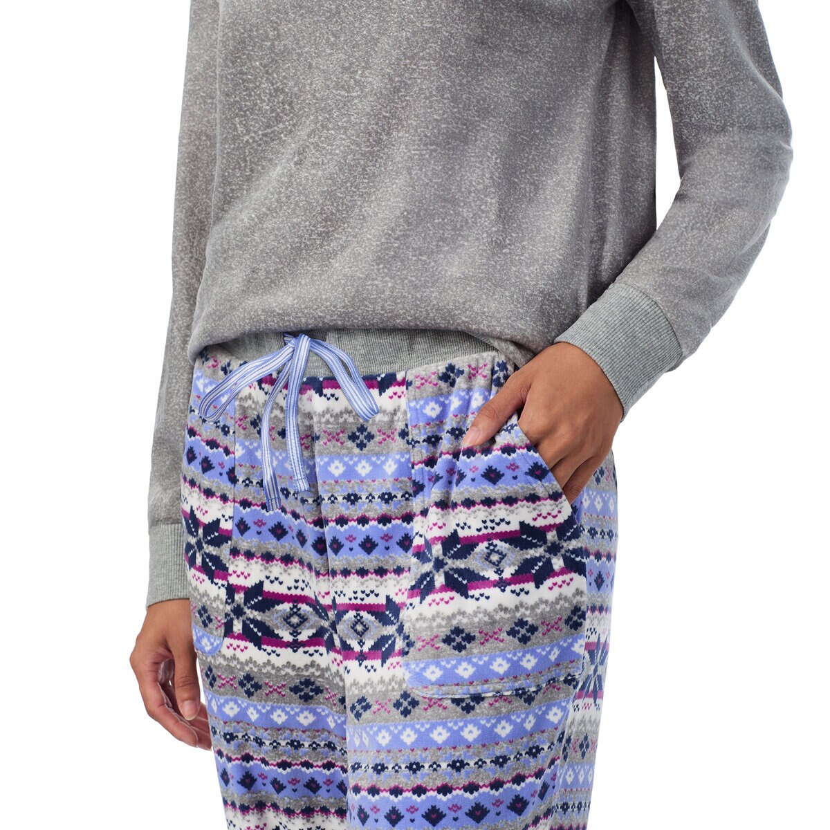 ノーティカ レディース フリース パジャマ グレー/ブルー M