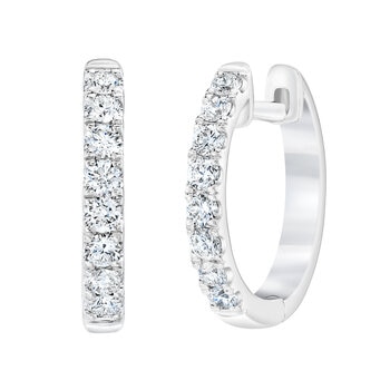 18K ホワイトゴールド 0.35カラット ダイヤモンド フープピアス