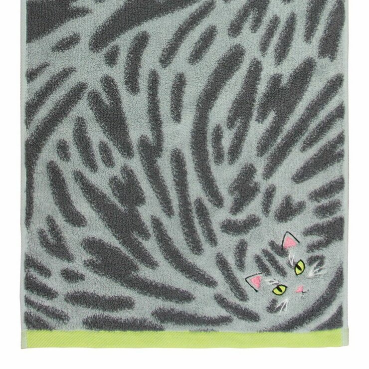 Uchinoko うちのニャンコ毛並ロングフェイスタオル 34cm x 100cm 3枚組 サバトラ/シルバータビー
