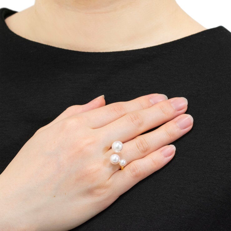 18K イエローゴールド あこや パール 3ピース リング 5.0mm/7.0mm/8.5mm 18K イエローゴールド あこや パール 3ピース リング 5.0mm/7.0mm/8.5mm