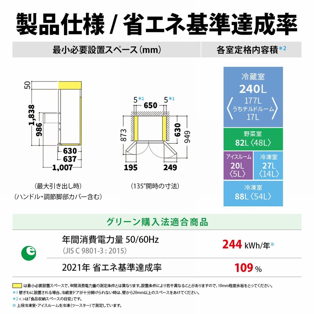 シャープ 457L 冷蔵庫 SJ-GK46K